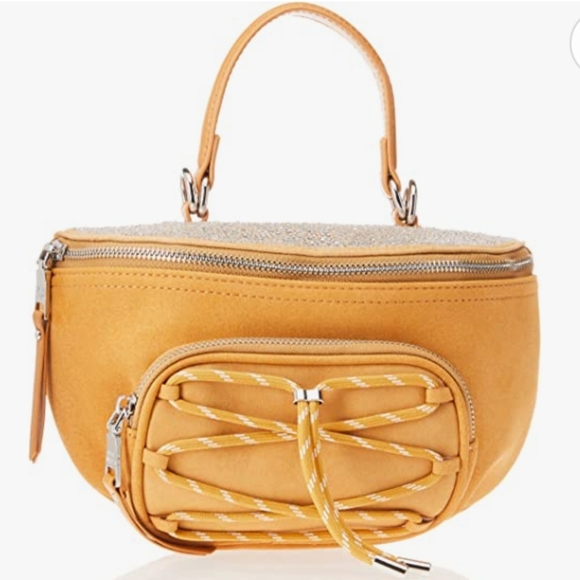 STEVE MADDEN STEVE MADDEN KARMENN CROSSBODY BAG, TAN & SILVER RHINESTONES - Picture 1 of 17